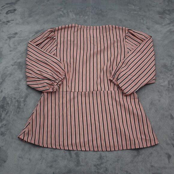 Faballey Shirt Womens L Multicolor Striped Quarter Sleeve VNeck Pullover Blouse - Picture 9 of 16